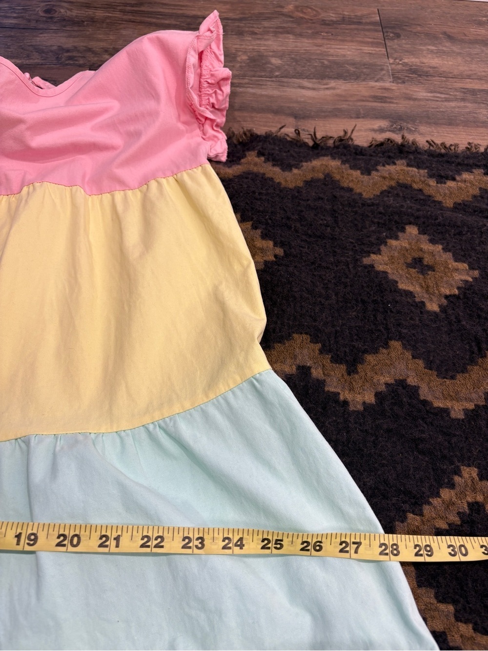 Southern Pastel Colorblock Tiered Mini Dress - Ruffle Sleeve Preppy S - Picture 11 of 12